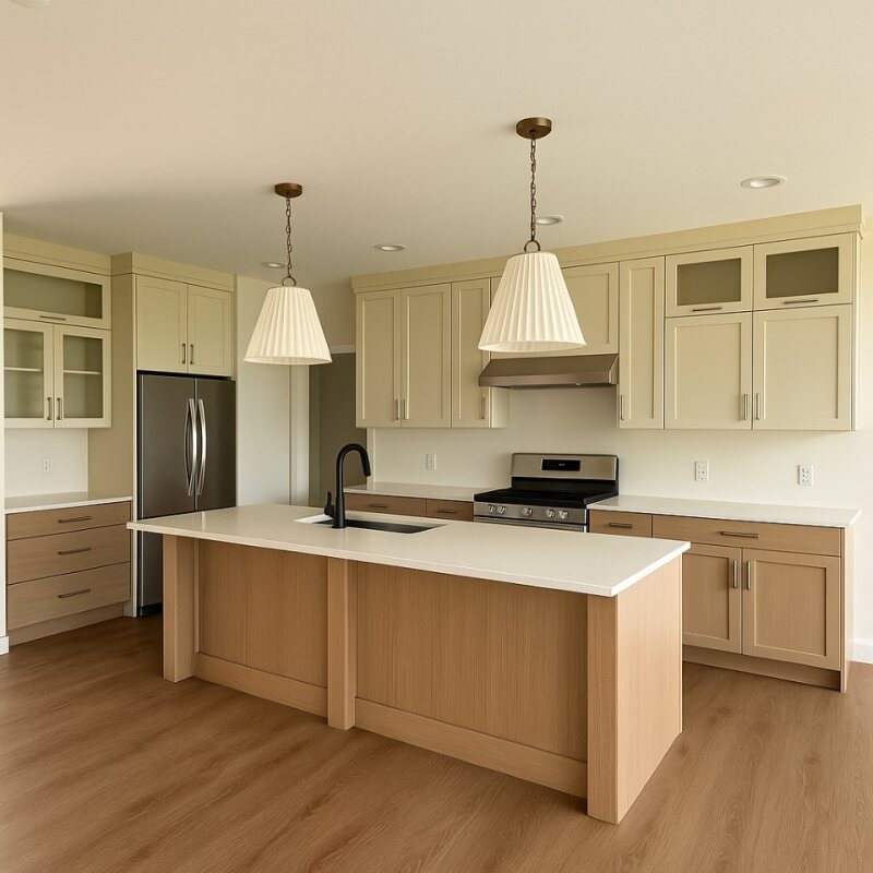 Smooth quartz surface laundry room countertop